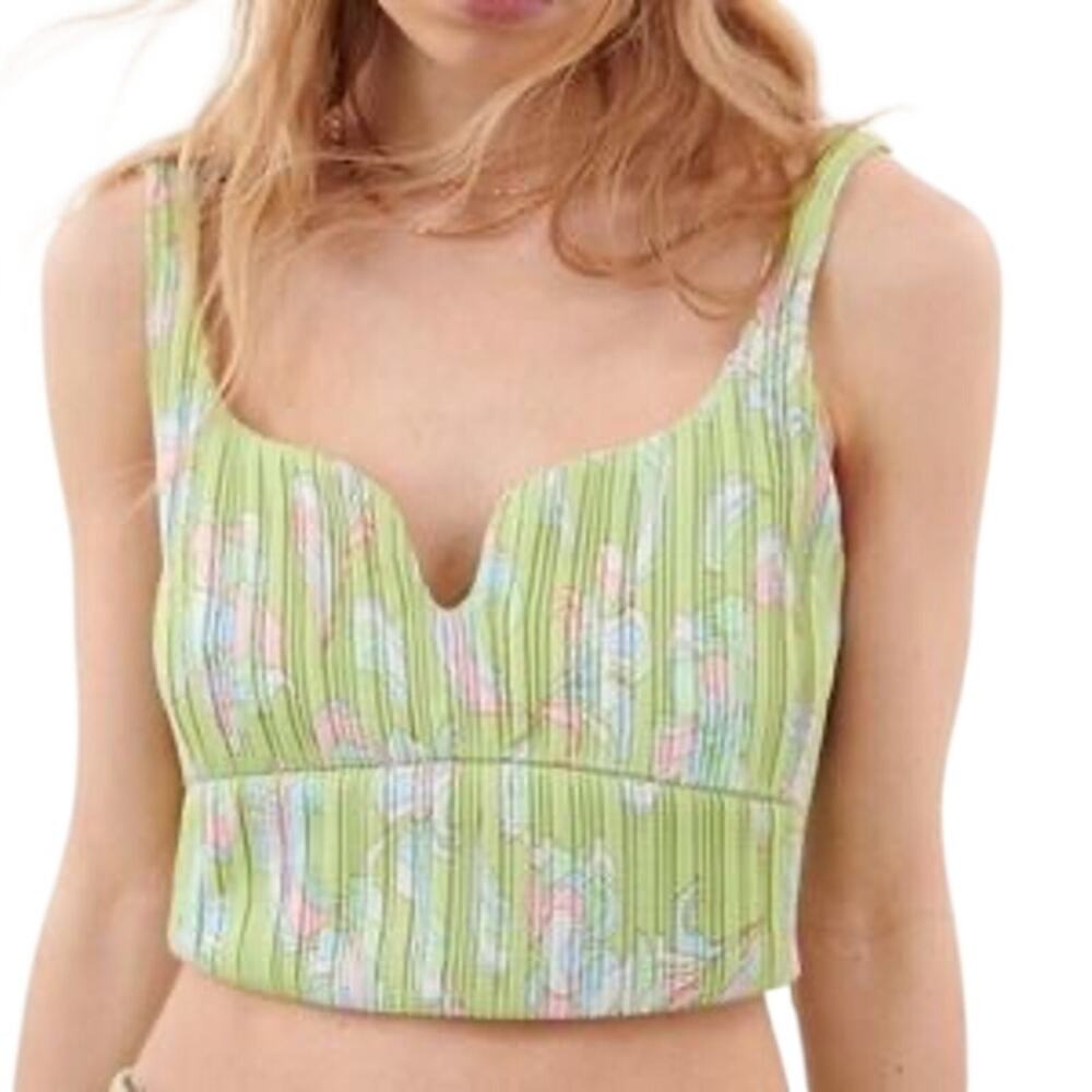 NWT Zara Floral Pleated Crop Top, S